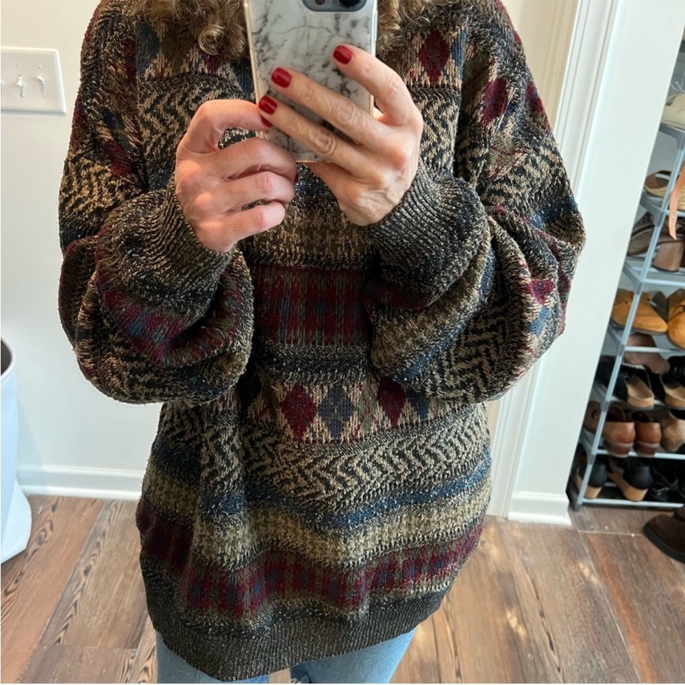 Vintage Green and Yellow Crew Neck Sweater